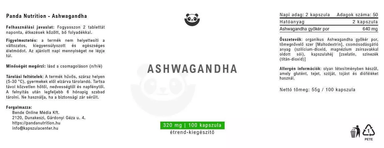 panda nutrition - ashwagandha max cimke